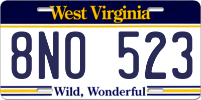 WV license plate 8NO523