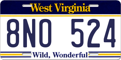 WV license plate 8NO524