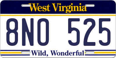 WV license plate 8NO525