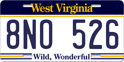 WV license plate 8NO526