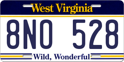 WV license plate 8NO528