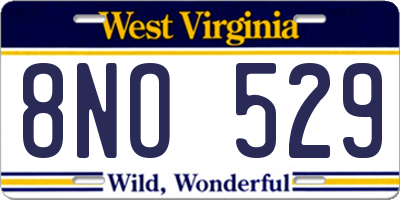 WV license plate 8NO529