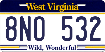 WV license plate 8NO532