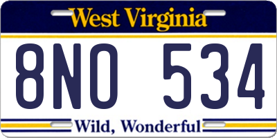 WV license plate 8NO534