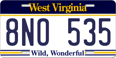 WV license plate 8NO535