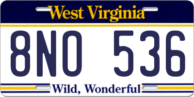 WV license plate 8NO536