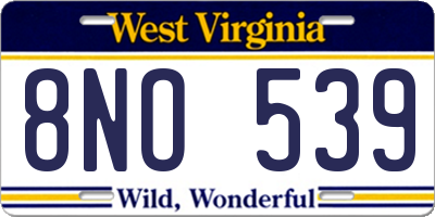 WV license plate 8NO539