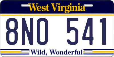 WV license plate 8NO541