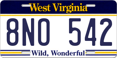 WV license plate 8NO542