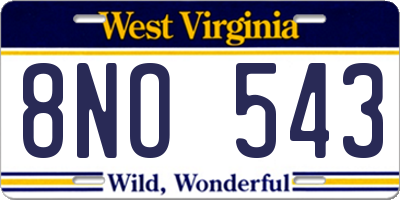 WV license plate 8NO543