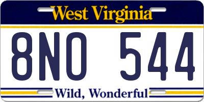 WV license plate 8NO544