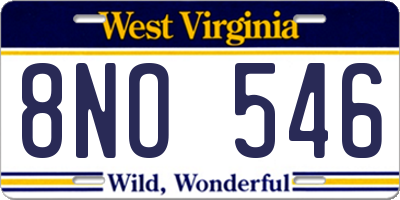 WV license plate 8NO546