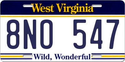 WV license plate 8NO547