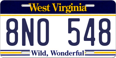 WV license plate 8NO548
