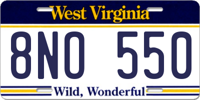 WV license plate 8NO550