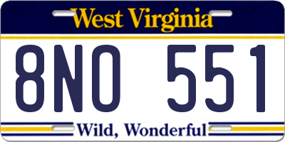 WV license plate 8NO551
