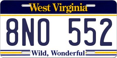 WV license plate 8NO552