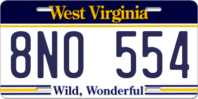 WV license plate 8NO554