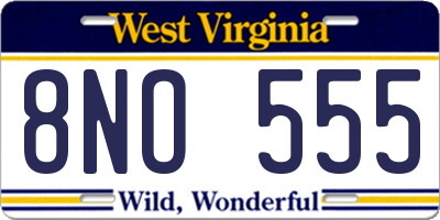 WV license plate 8NO555