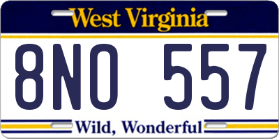 WV license plate 8NO557