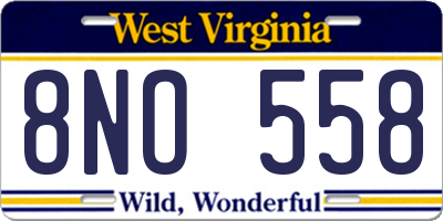 WV license plate 8NO558