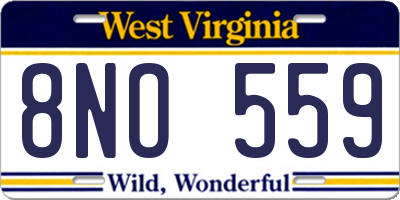 WV license plate 8NO559