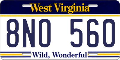 WV license plate 8NO560