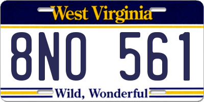 WV license plate 8NO561