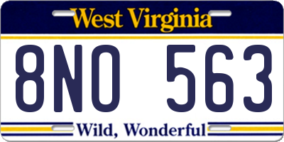 WV license plate 8NO563