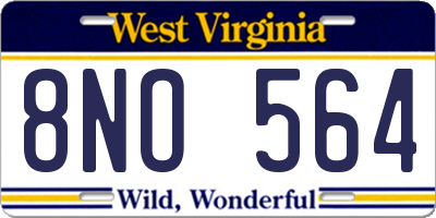 WV license plate 8NO564