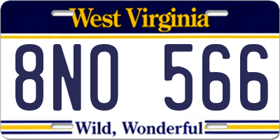 WV license plate 8NO566