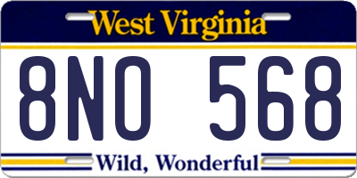 WV license plate 8NO568