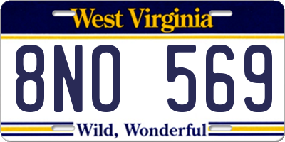 WV license plate 8NO569