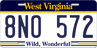 WV license plate 8NO572