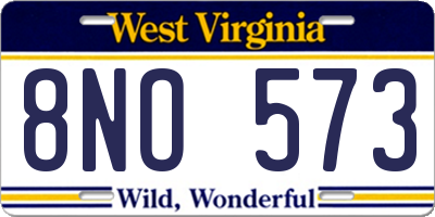 WV license plate 8NO573