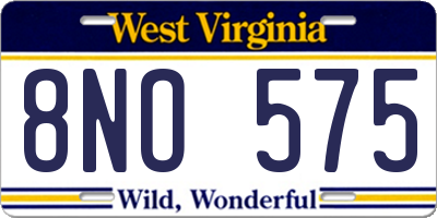 WV license plate 8NO575