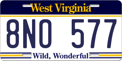 WV license plate 8NO577