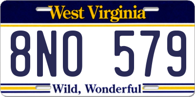 WV license plate 8NO579