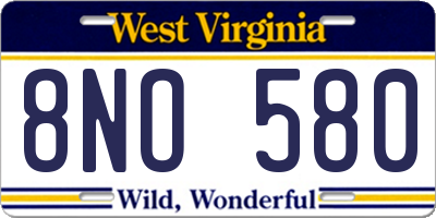 WV license plate 8NO580