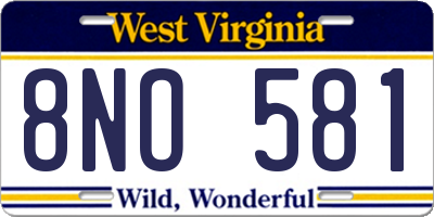 WV license plate 8NO581