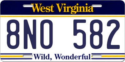 WV license plate 8NO582