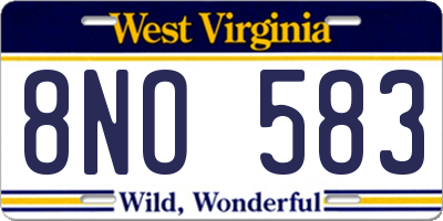 WV license plate 8NO583