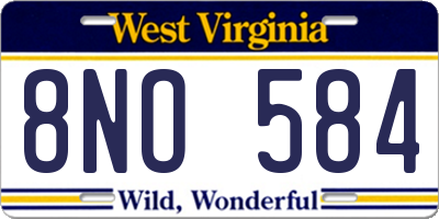 WV license plate 8NO584