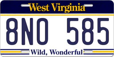 WV license plate 8NO585