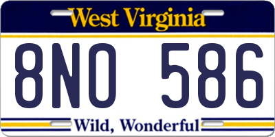 WV license plate 8NO586