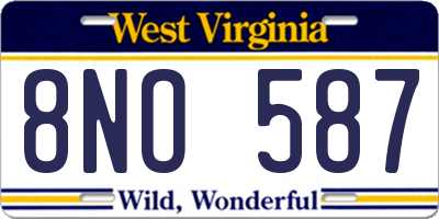 WV license plate 8NO587