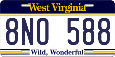 WV license plate 8NO588