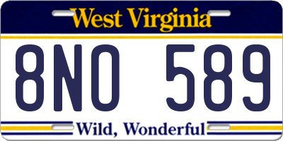 WV license plate 8NO589
