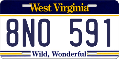 WV license plate 8NO591