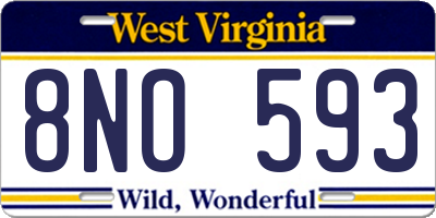WV license plate 8NO593